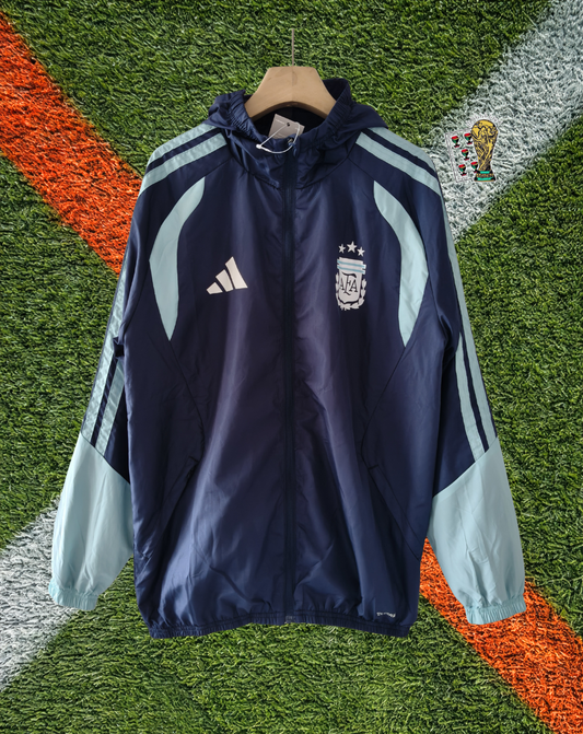 Argentina 2026 Windbreaker – Albiceleste Navy Hooded Edition