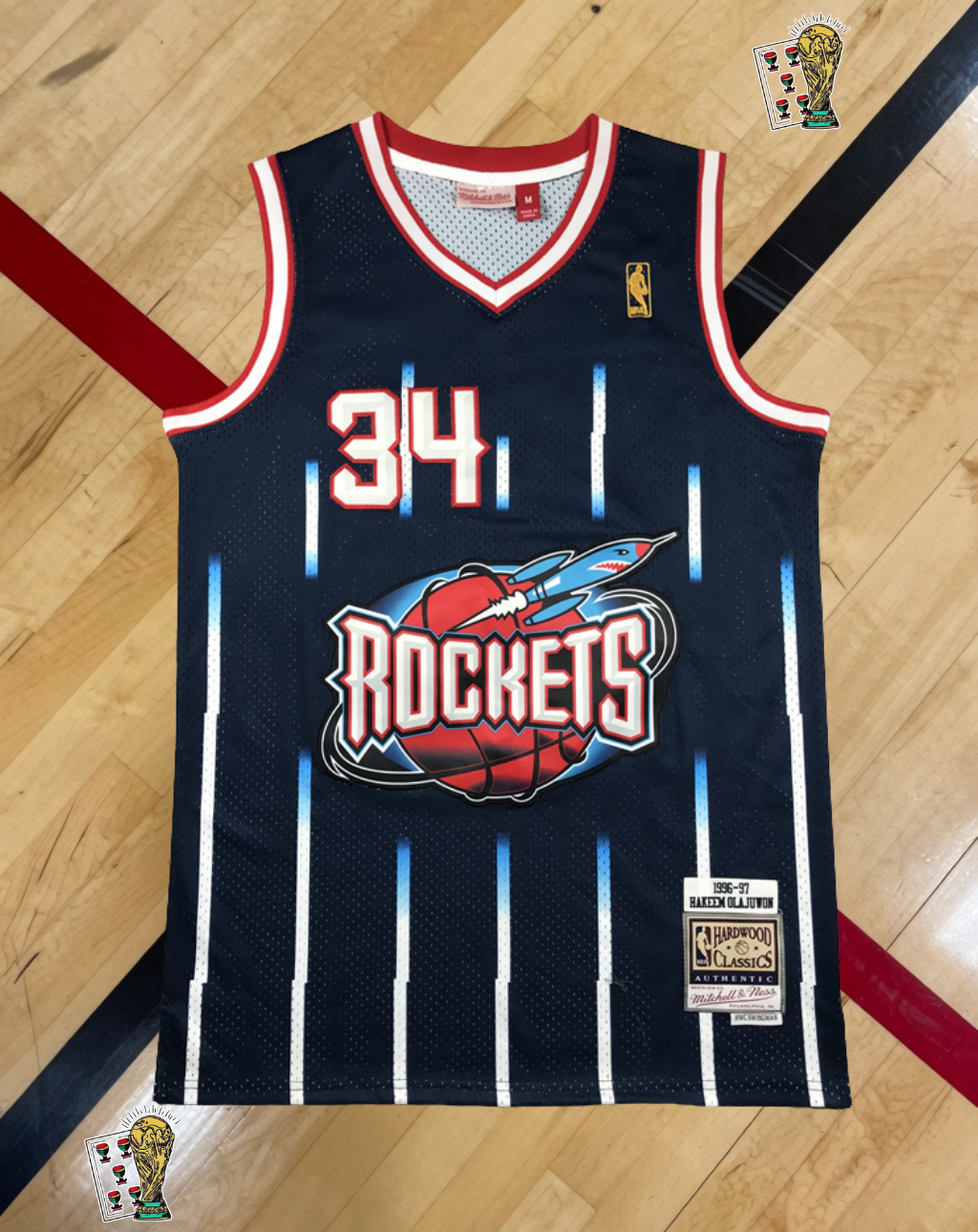 Houston Rockets 1996-97 Alternate Jersey – Pinstripe Big Three Edition