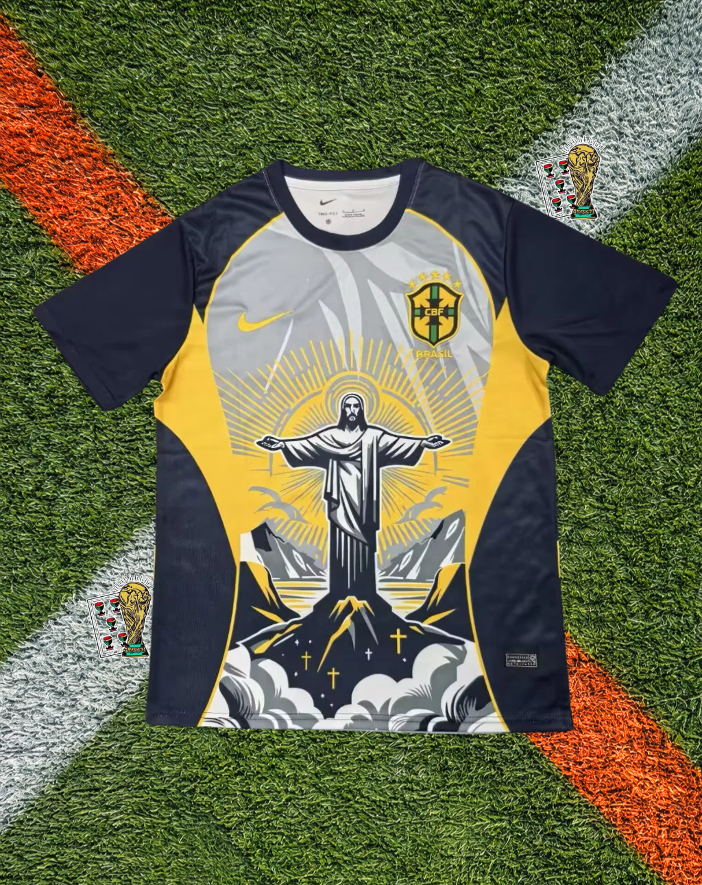 Brazil Away Jersey – Christ Redeemer Green Trim Edition