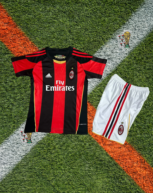 AC Milan 2013-14 Home Jersey – Fly Emirates Gold Trim Youth Edition
