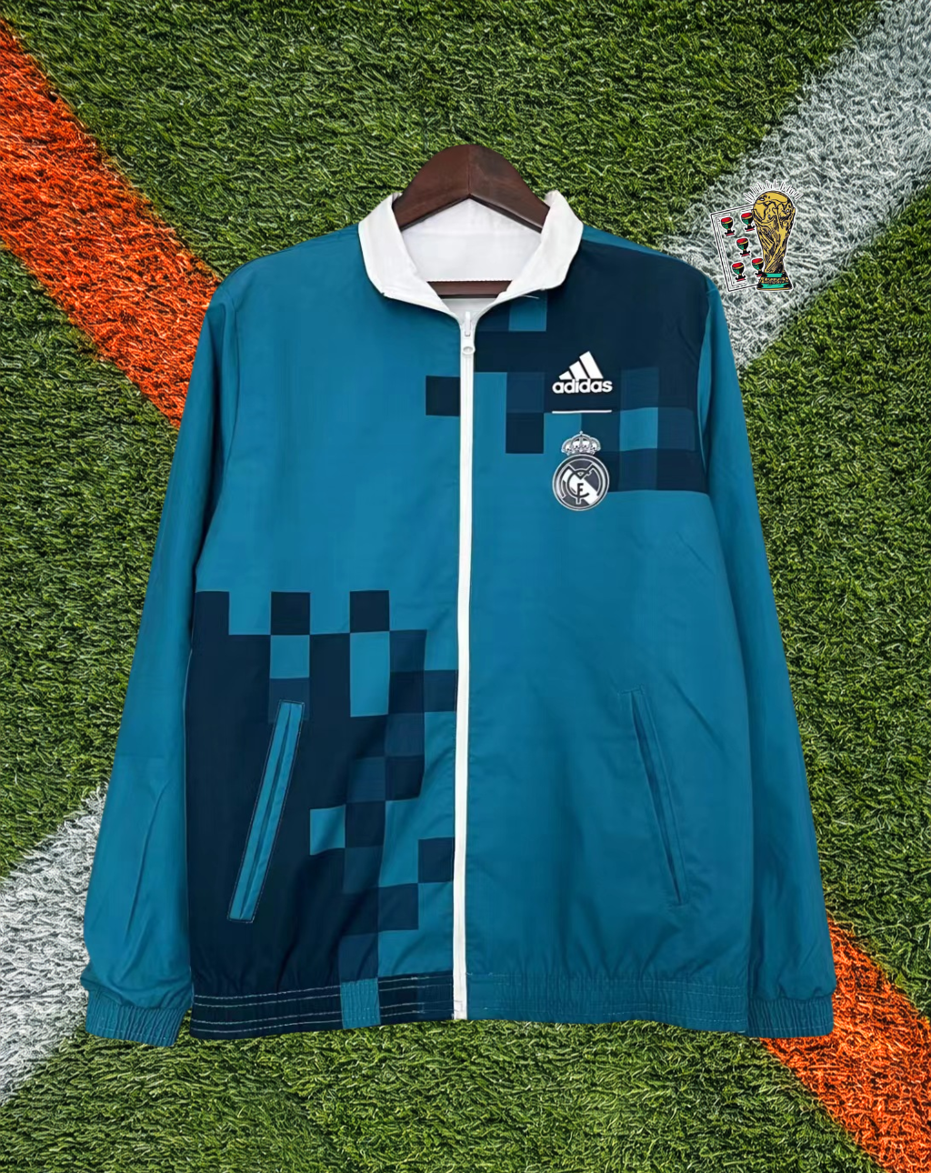 Real Madrid 2020s Windbreaker – Merengue Pixel Check Edition
