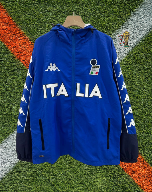 Italy 1990s Windbreaker – Azzurri Blue Hooded Classic